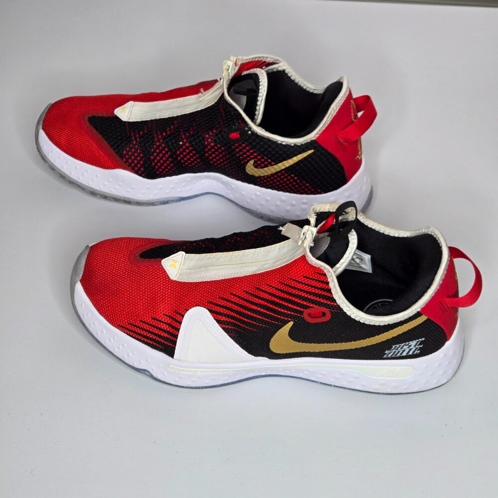 Nike Air PG 4 Red Black White Gold Swoosh Zip Front Mens Sz 14 - CQ7339-991 - Picture 3 of 10